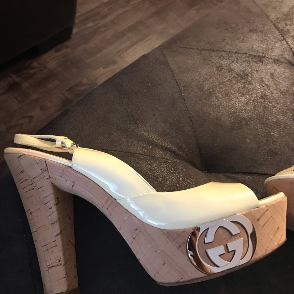 Gucci cream sandal heels